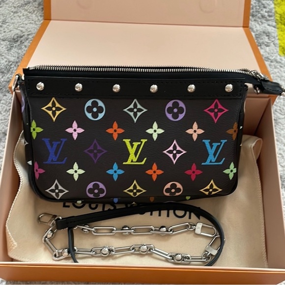 ISO Louis Vuitton Black Multicolor Monogram Clutch - Picture 1 of 1